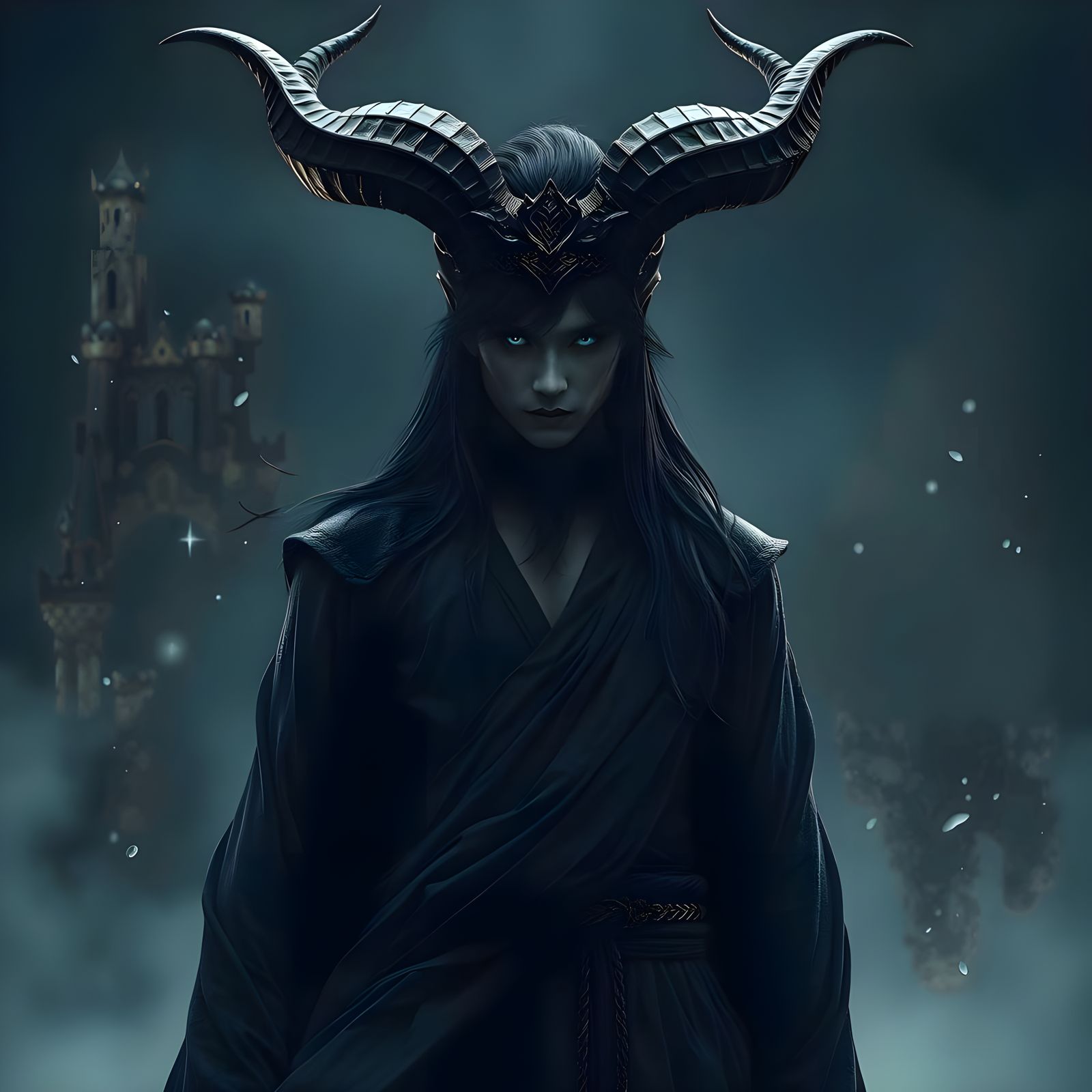 Tall, Slender Chiyou Demon King in Cinematic Film Still