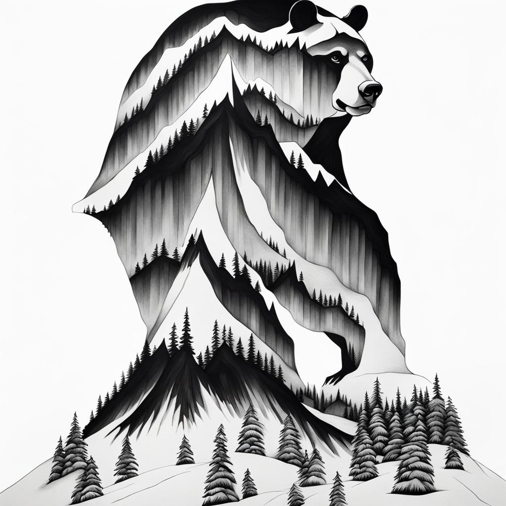 Bear Shaped Snow Hill Optical Illusion