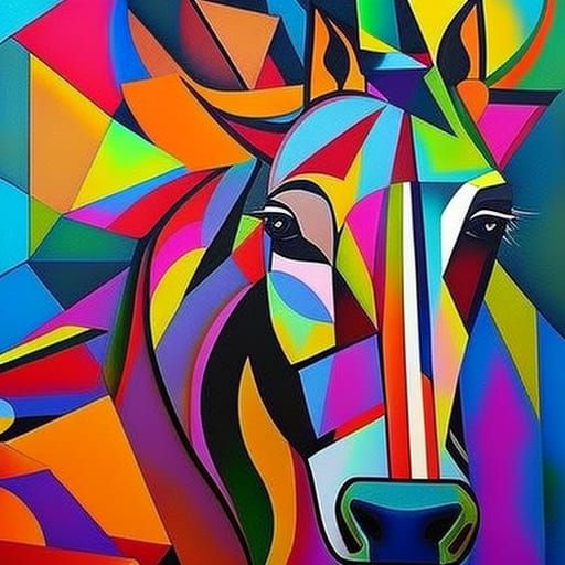 Geometric Horse in Concrete Art Style