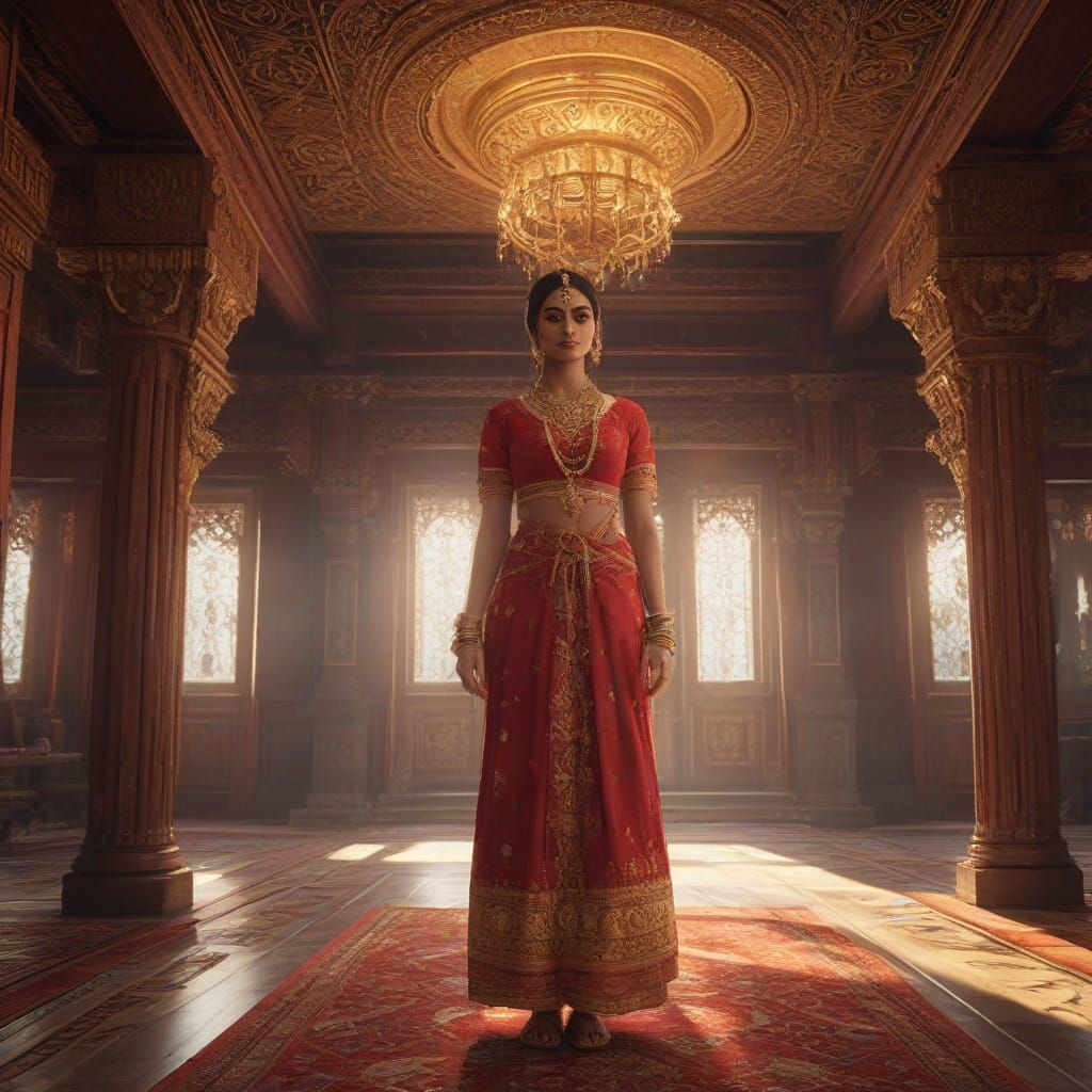 Vibrant Indian Goddess in Temple Glory