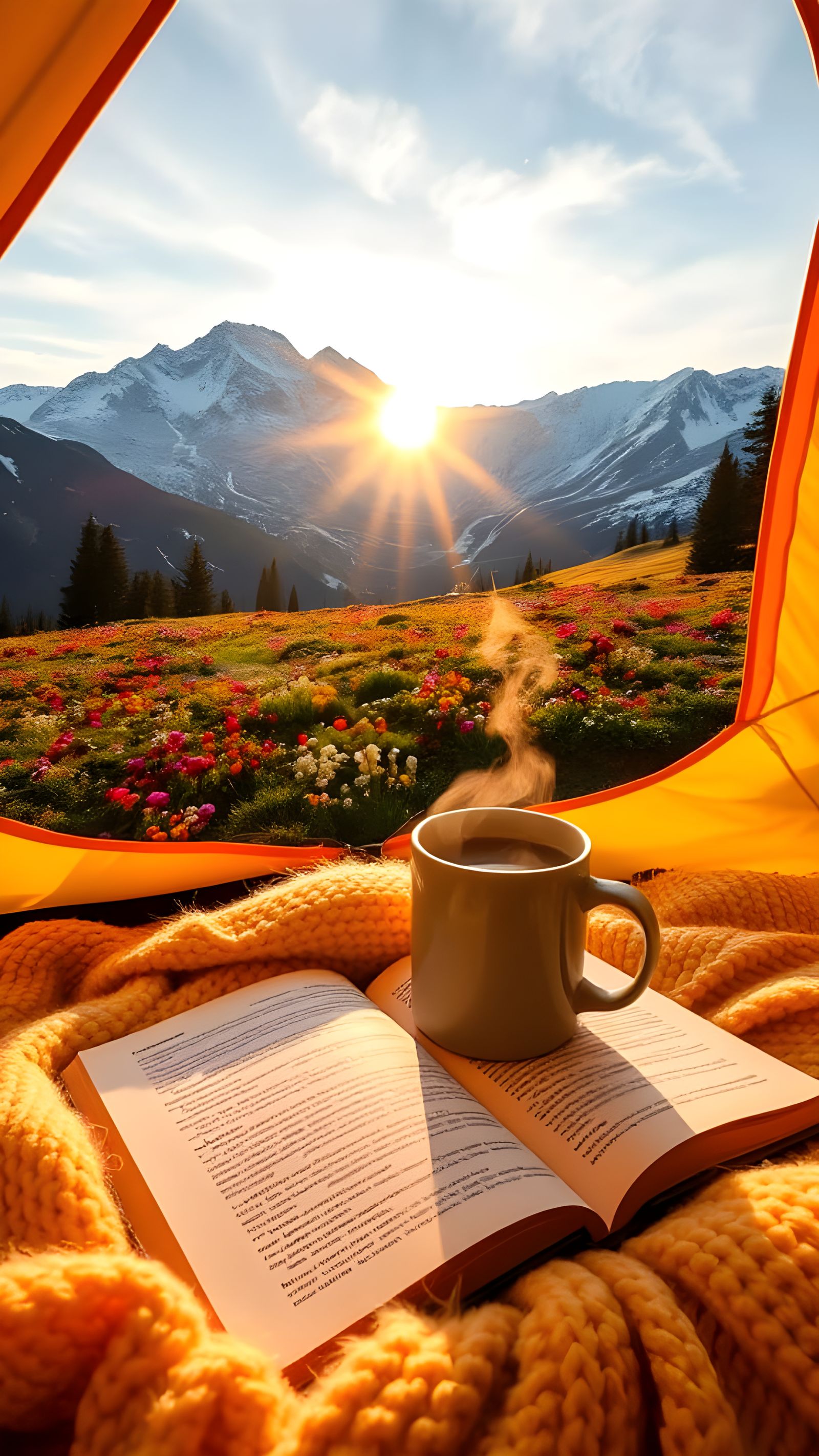 Scenic Sunrise Coffee Break in a Cozy Tent