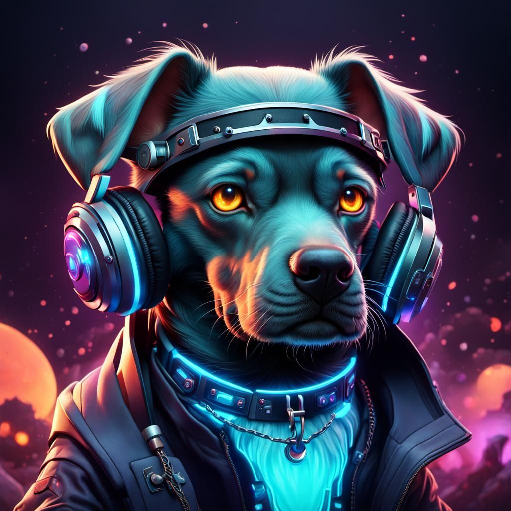 Dog DJ Fantastical Matte Painting