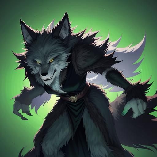 Anime Wolf Woman in Cel-Shaded Style