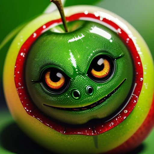 Worm in Apple: Pixel Art Macro Photography