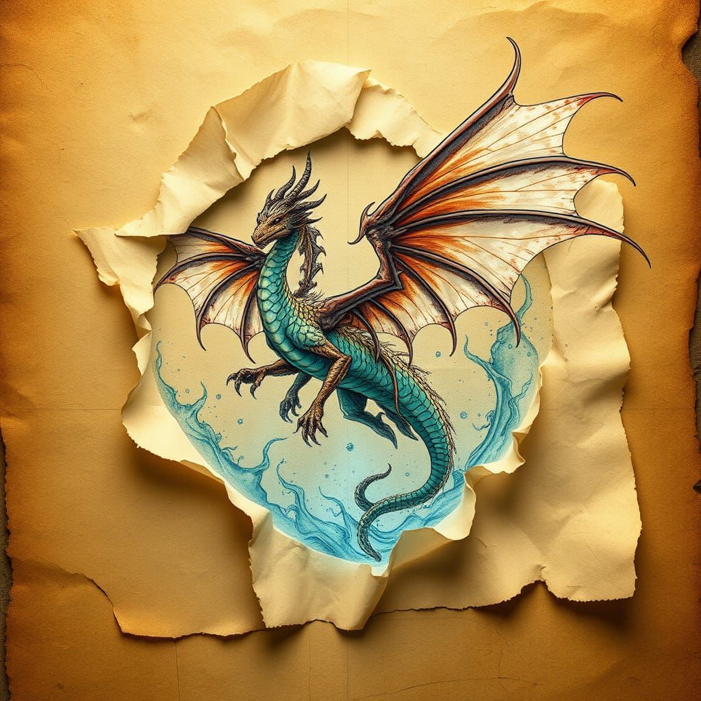 Mythical Creature Emerges from Ancient Parchment