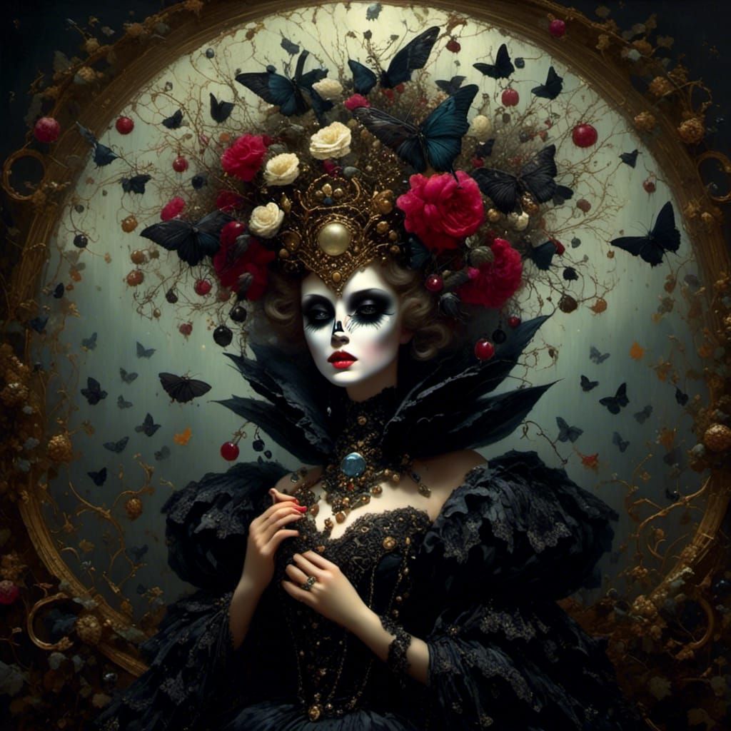 Whimsical Dark Fairy in a Haunting Landscape