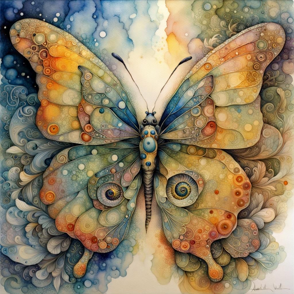 Surreal Bird-Butterfly Hybrid in Watercolor Art