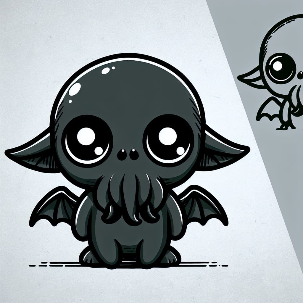 Adorable Cartoon Cthulhu with Expressive Eyes