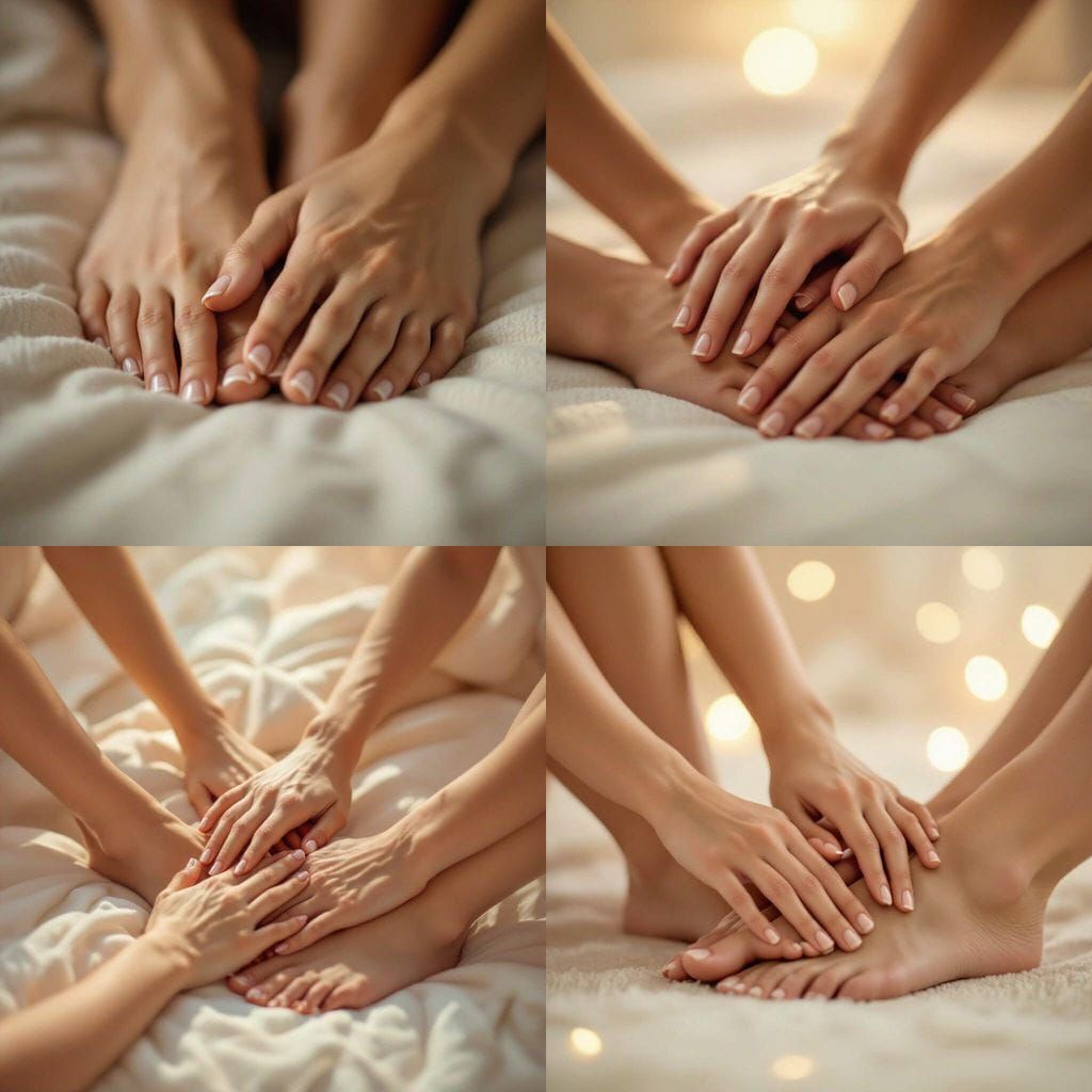 Close Up of Feet Massaging Each Other