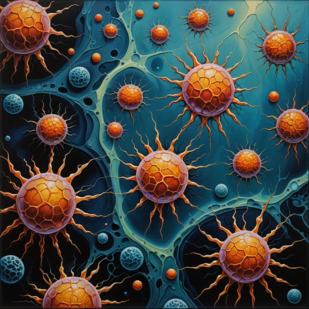 Surreal Human Skin Cell Illustration as Oil Painting