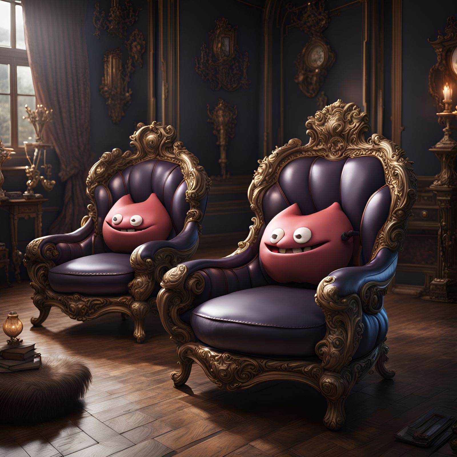 Bulbous Chairs with Mouths: Fantasy Concept Art