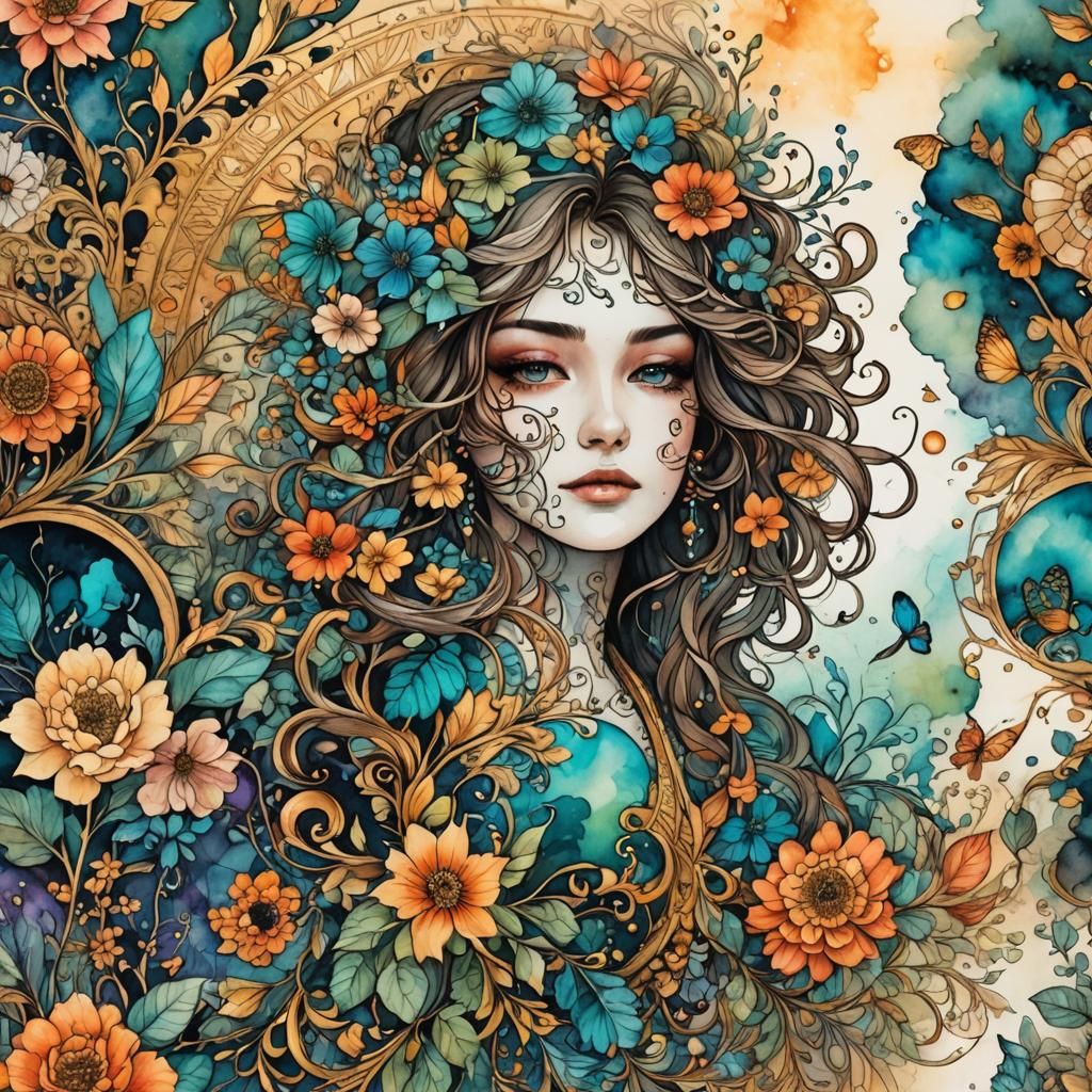 Whimsical Illustration with Ink and Watercolor