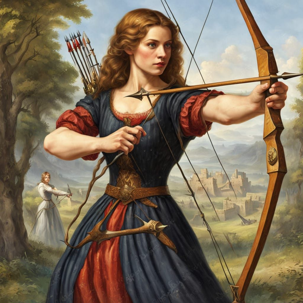 Medieval Archer Maiden in Action