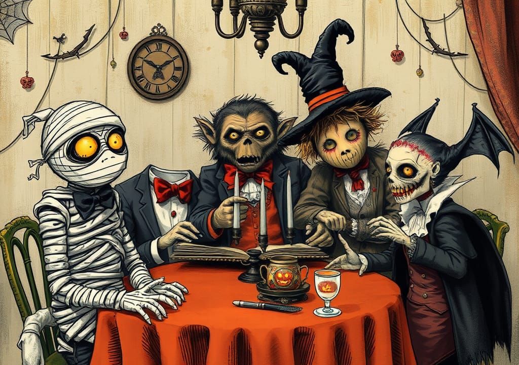 Monster Prom Photo in Cartoon Style