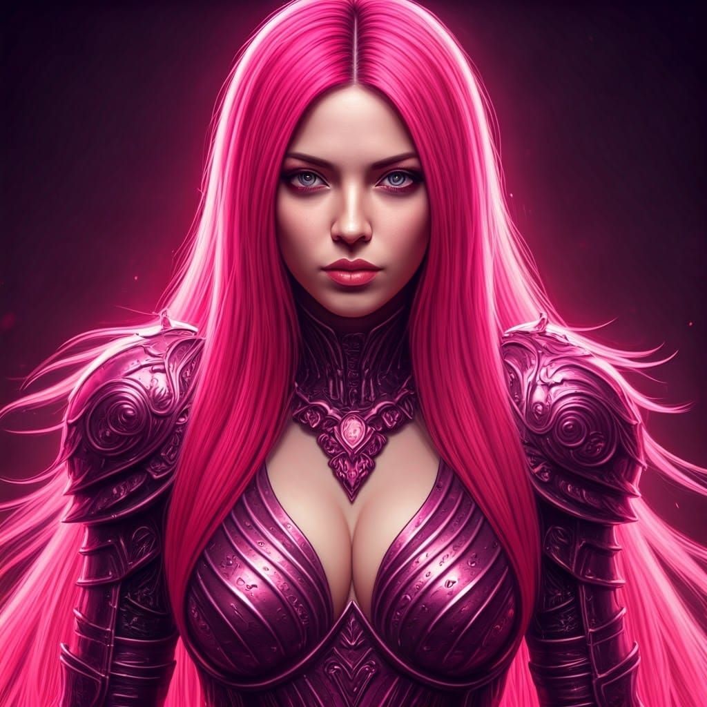 Fantasy Knight in Pink Armor, Luis Royo Style