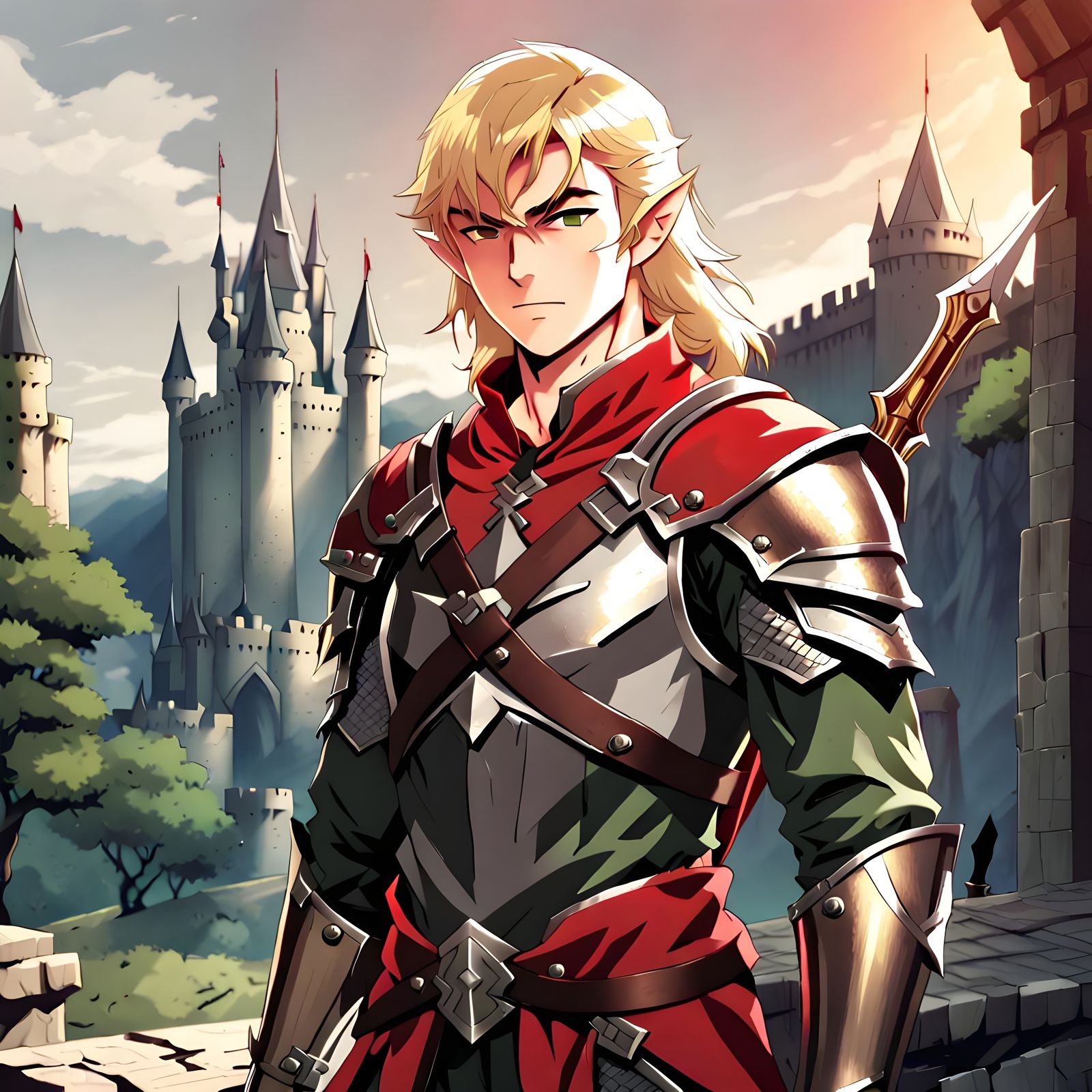 Dashing Male Elf Warrior in Epic Castle Setting