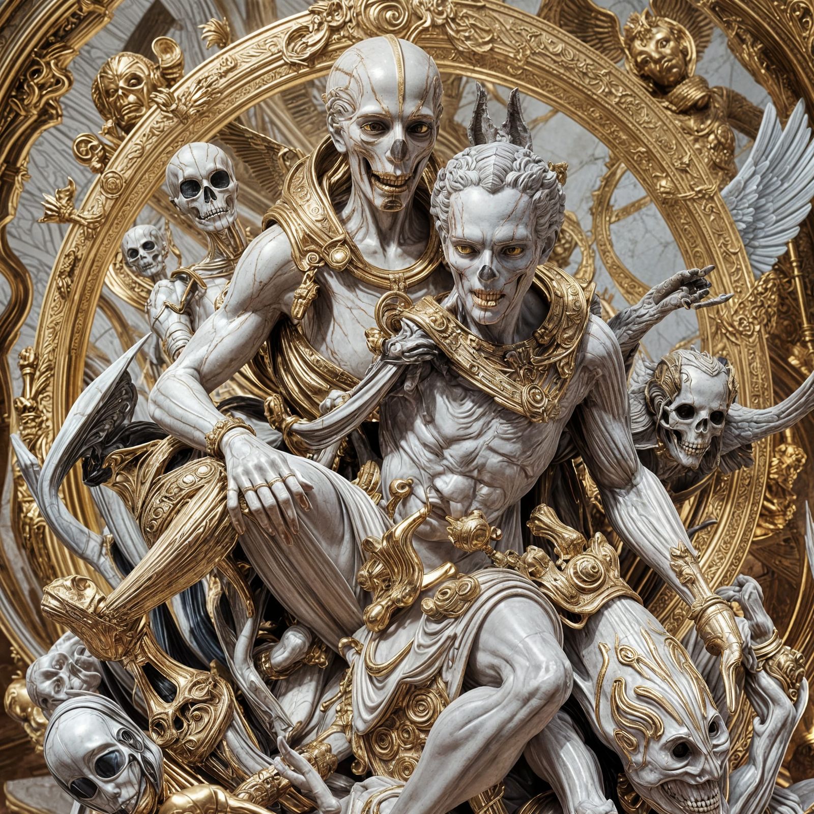 Sphinx Selfie with Death in Baroque Surrealism