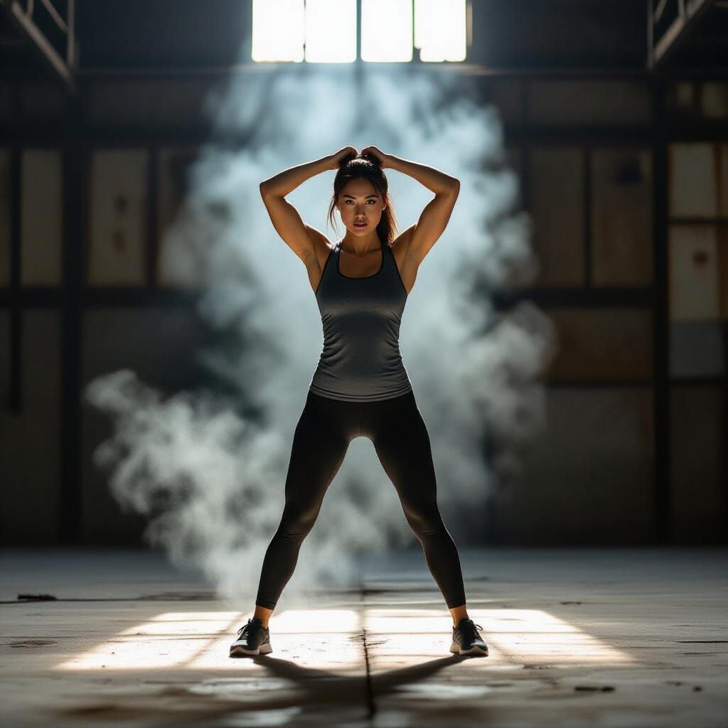 Powerful Woman in Abandoned Warehouse 8K Photo