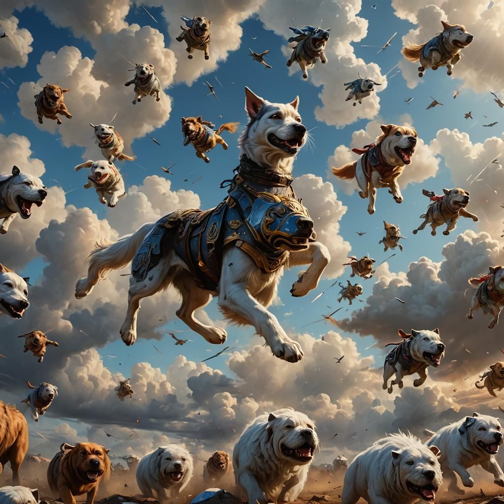 Armored Warrior Dog in a Sky Hall