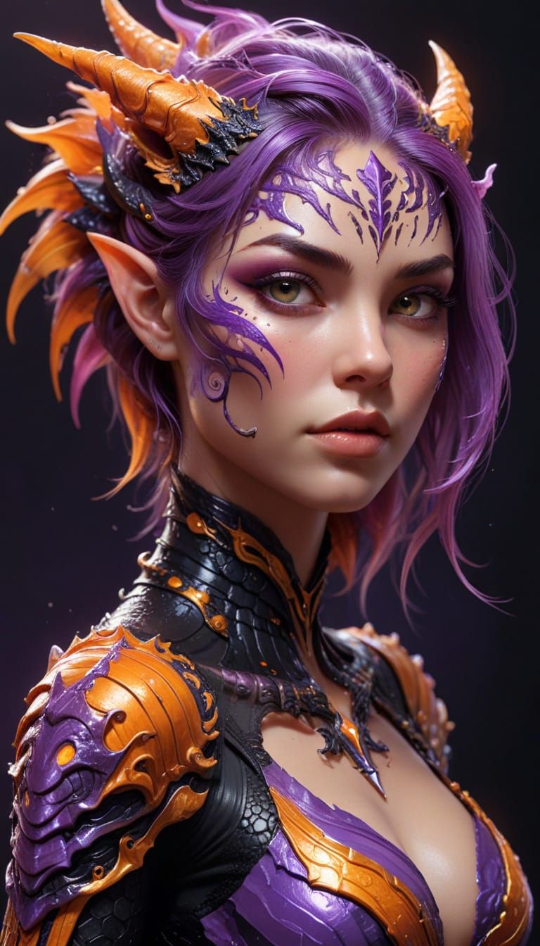 Cyberpunk Fantasy Creature with Iridescent Shell and Dragon ...