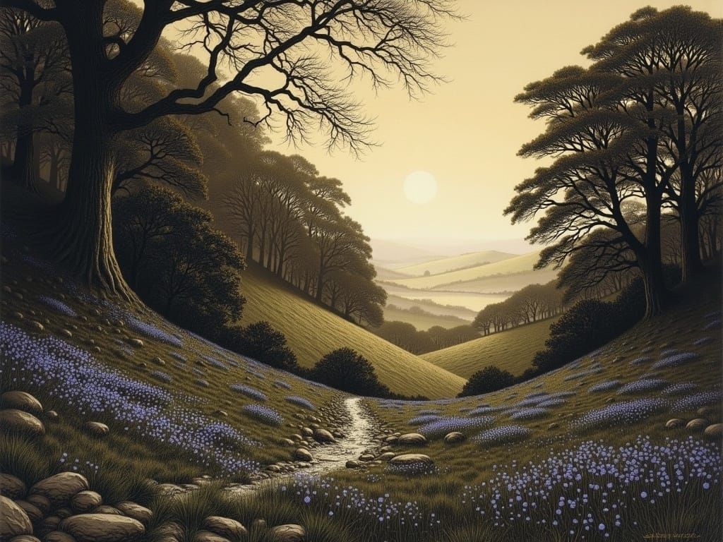 Radiant Bloom in a Dark Ravine