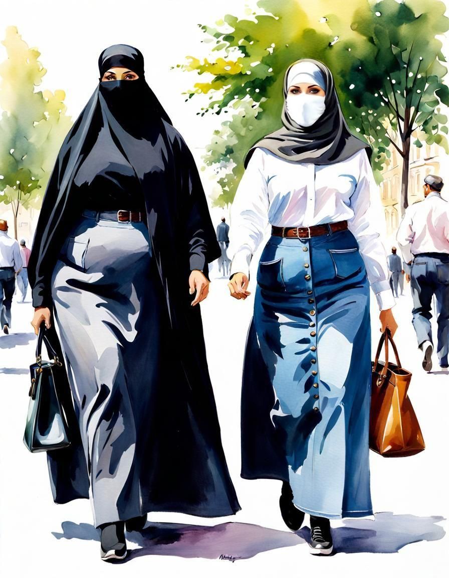Warm Portrait of Two Modest Women Strolling in Kopenhagen