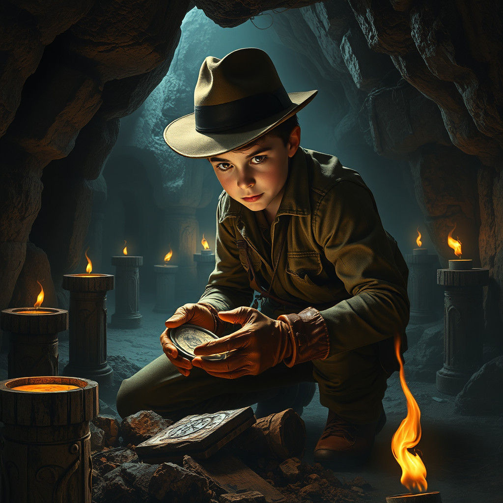 Adventurer Finds Artifacts in Surreal Sci-Fi Chamber