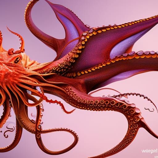 Dragon body, Octopus hybrid. Huge wings. Tentacles coming from its wingtips