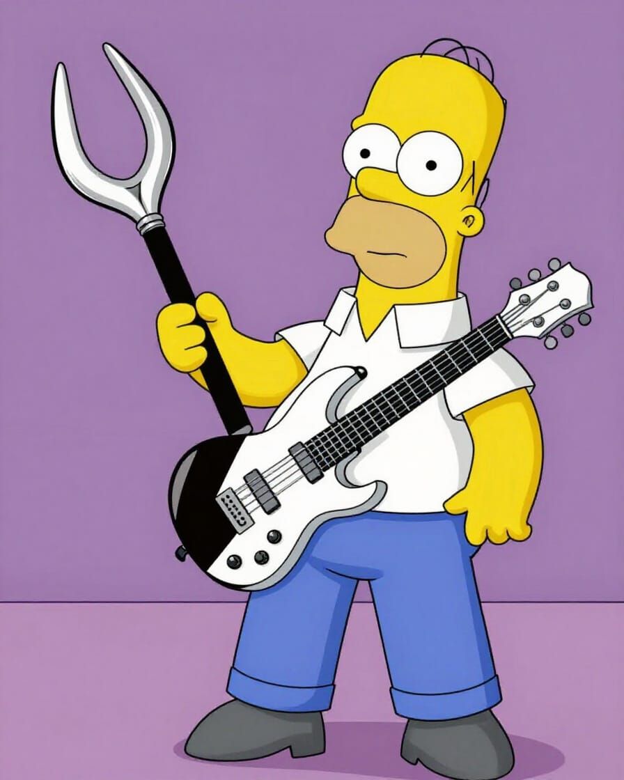 Homer Simpson Rocks Out as a Guitar-Wielding Rockstar