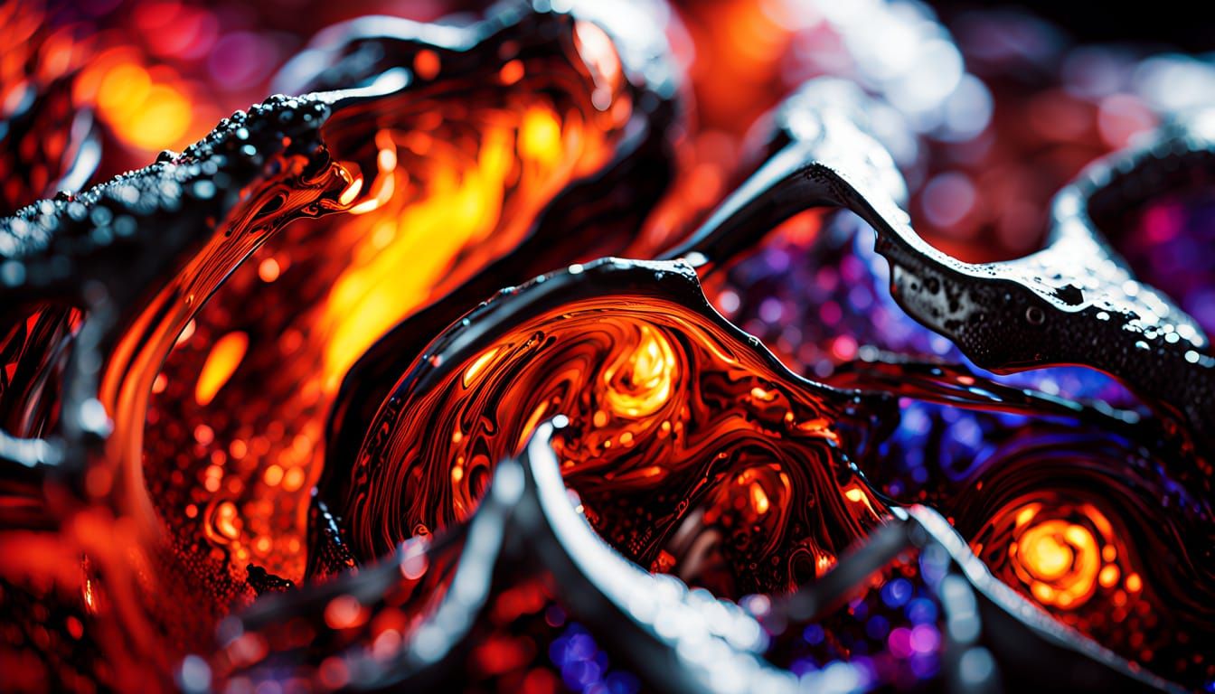 Hyperrealistic Molten Lava and Inks in Space
