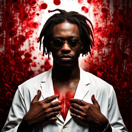 Portrait of Young Man with Blood, Studio Lighting