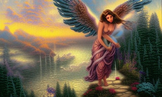 Fallen Angel in Ethereal Airbrush Style