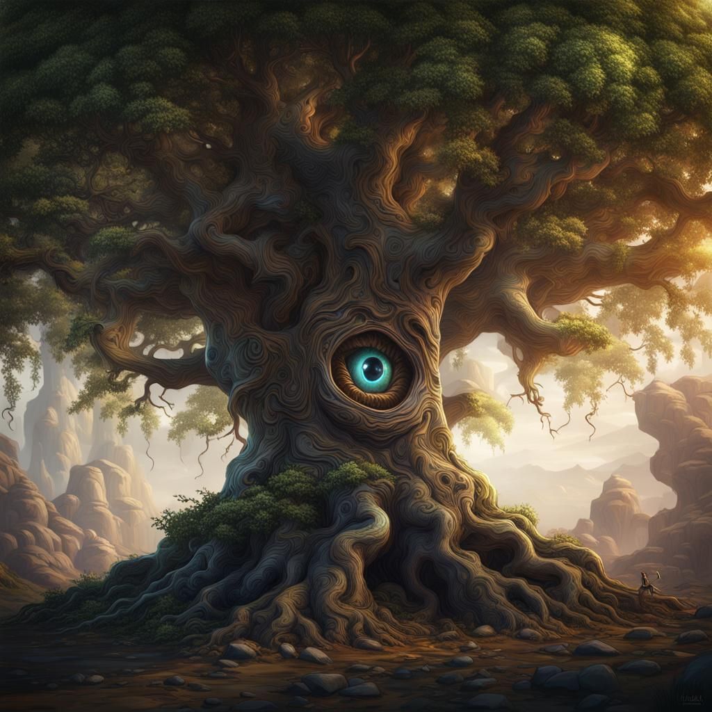 Fantastical Eye Tree: Detailed Fantasy Concept Art