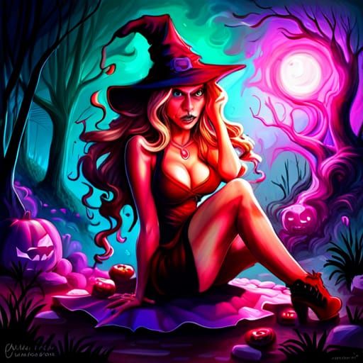 Halloween Witch in Graffiti Art Style