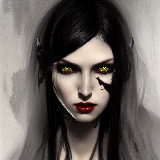 Sinister Succubus Woman with Black Hair, 8K Art