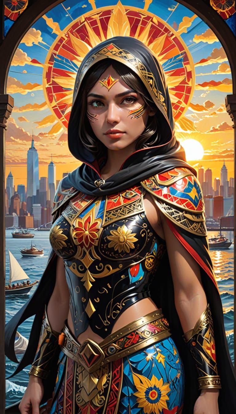 Epic Matryoshka Portrait in Stained Glass Style