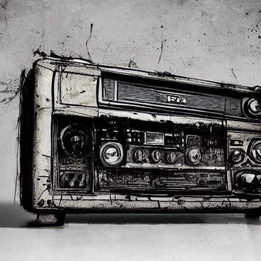 Gothic Boombox Concept Art with Eerie Luminescence