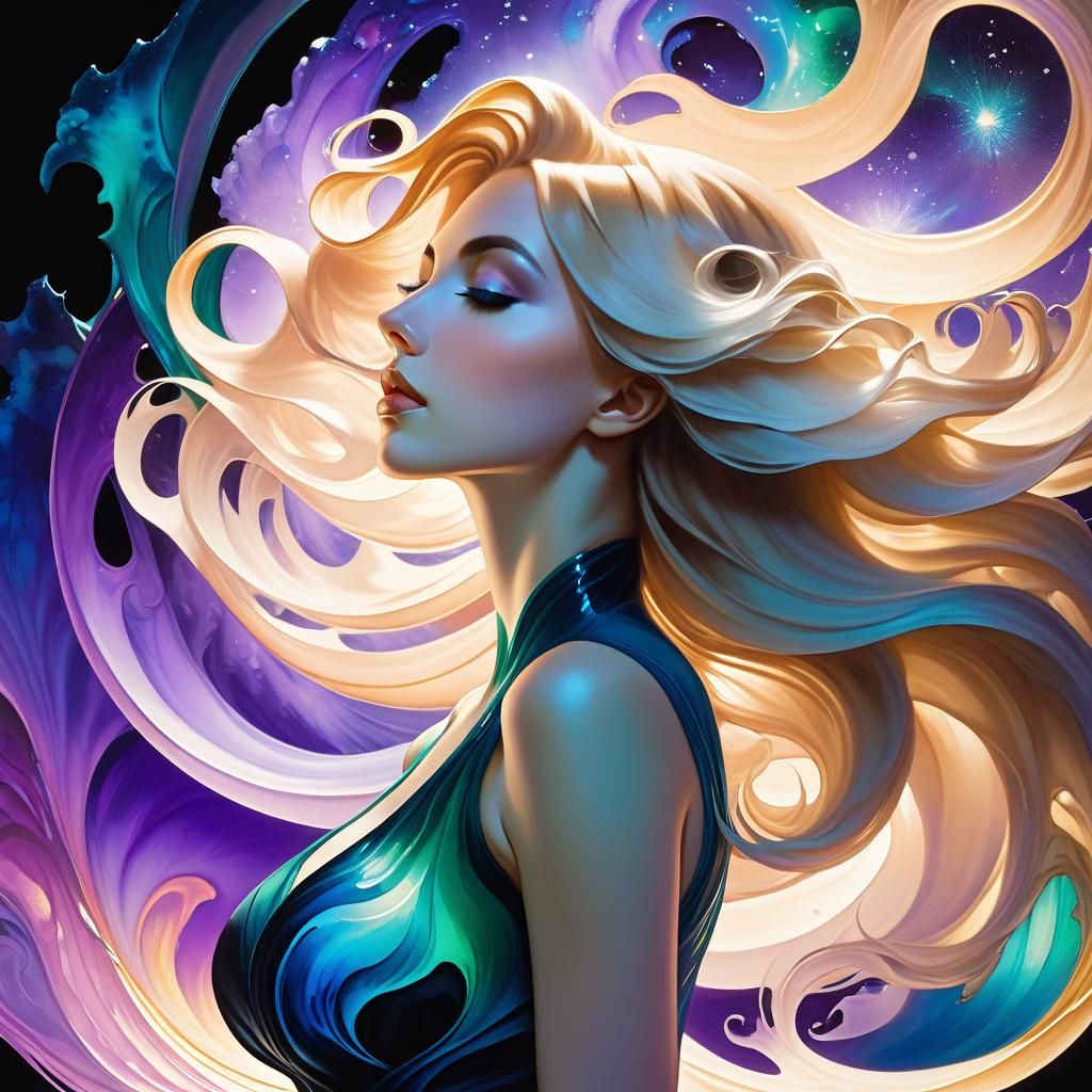 Explosive Cel-Shaded Plasma Wave in Expressionist Style