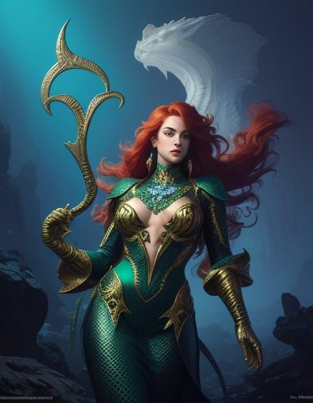 Fantasy Mermaid Goddess in Vibrant Coral Reef