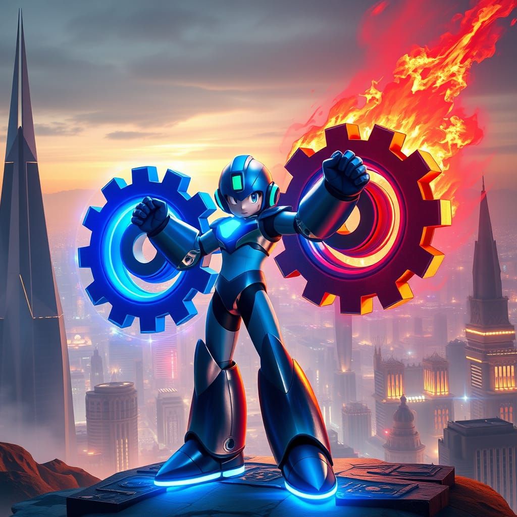 Mega Man Defies the Future with Radiant Blue Gear