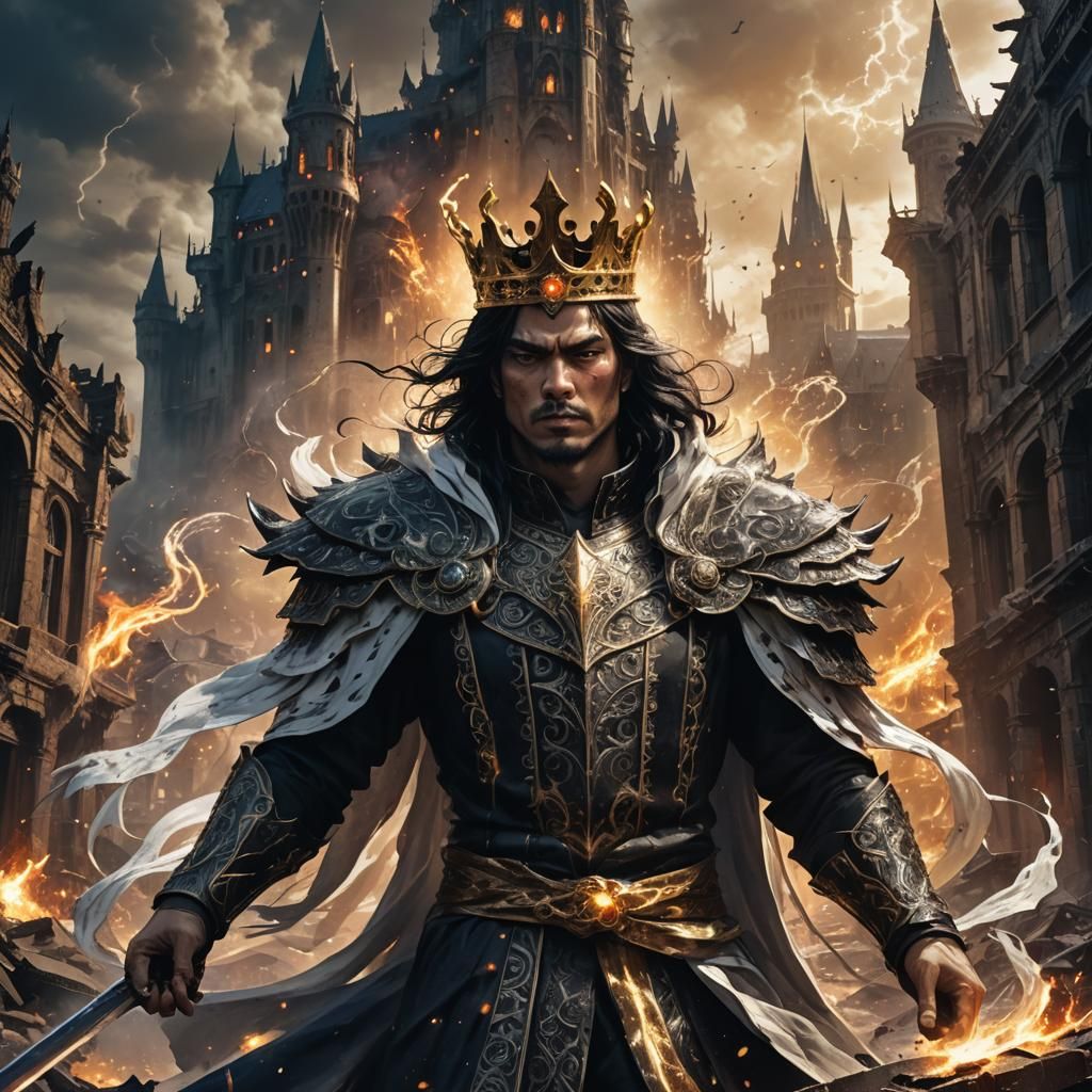 Evil King with White Crown in Dark Fantasy Art