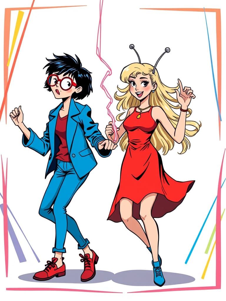 Retro 80s Dance Poster with Teenage Girls