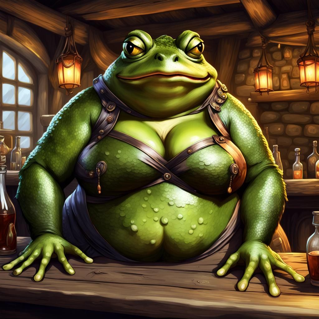 Anthro Frog Tavern Keeper in Medieval Style