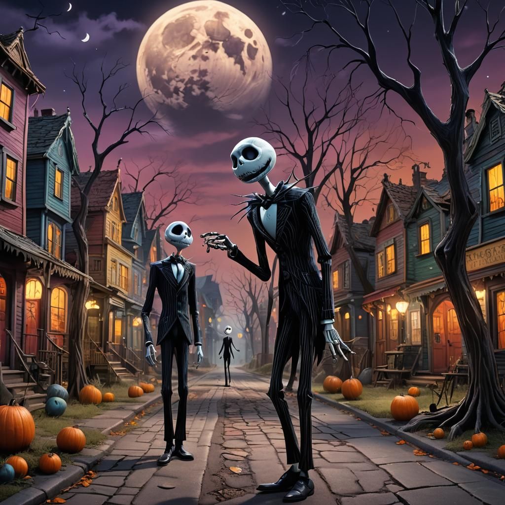 Tim Burton and Jack Skellington in Eerie Town