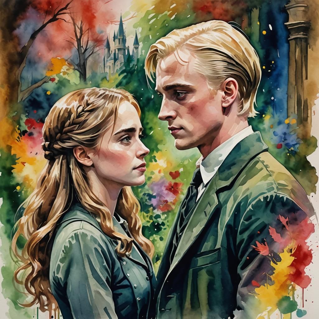 Draco and Hermione: Gouache Impressionist Romance
