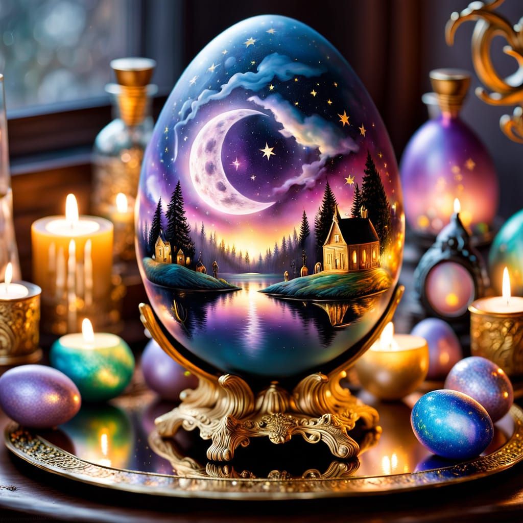 Elegant Easter Egg Masterpiece in Iridescent Glory