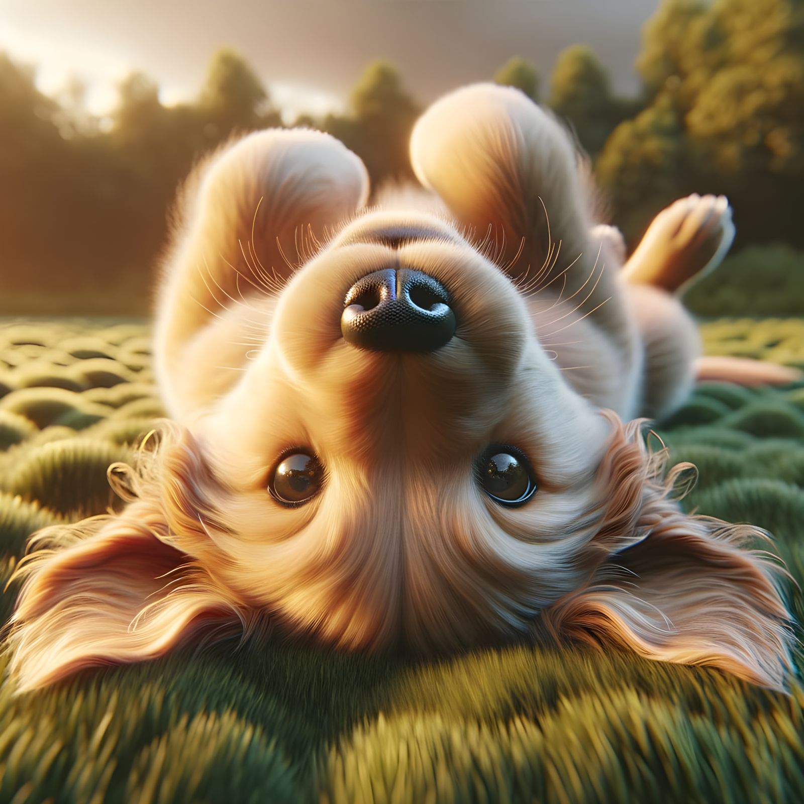 Golden Puppy in Hyper-Realistic Digital Art