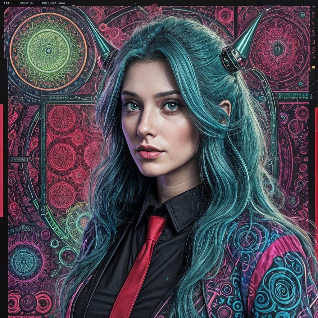 Alluring Psychedelic Mad Scientist with Horns