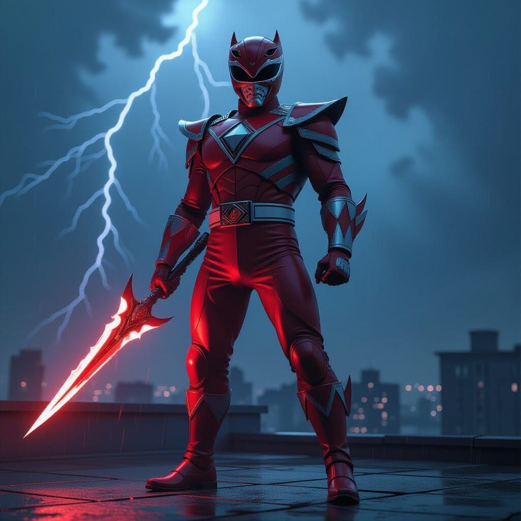 Freddie Krueger Red Power Ranger on Rooftop
