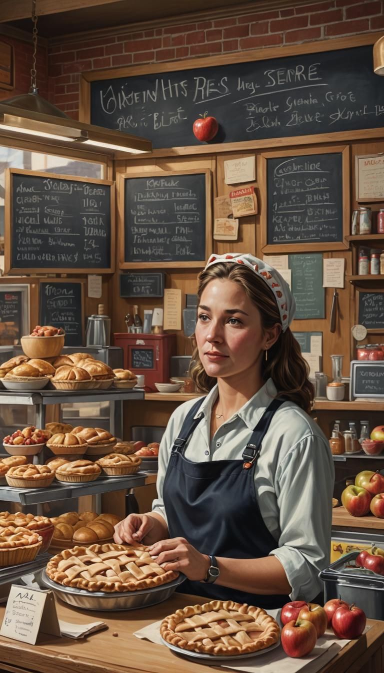 Hyperrealistic Vendor Booth with Apple Pie